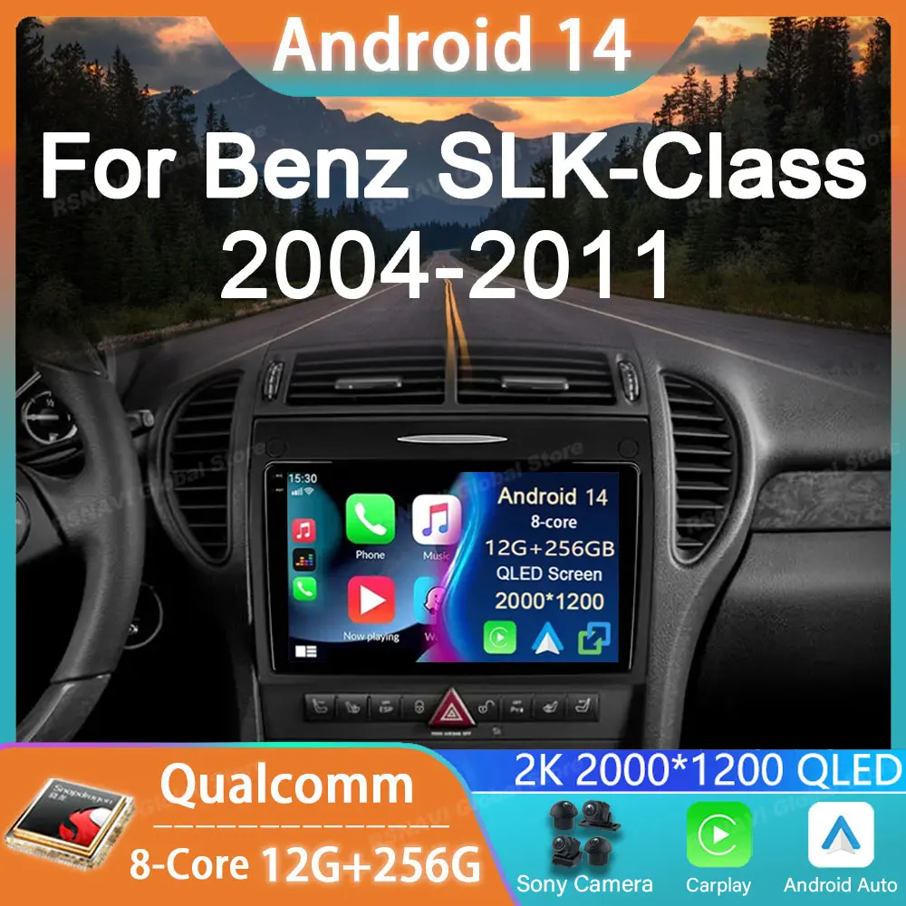 

Car Radio Android 14 For Mercedes Benz SLK Class R171 SLK200 SLK280 SLK300 2000 - 2011 Unit Carplay Multimedia Player Navigation