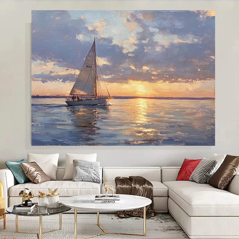 Modern Abstract Sailboat Poster, Abstract Color Boat, Suitable For Home Decoration, Living Room, Bedroom, No Frame