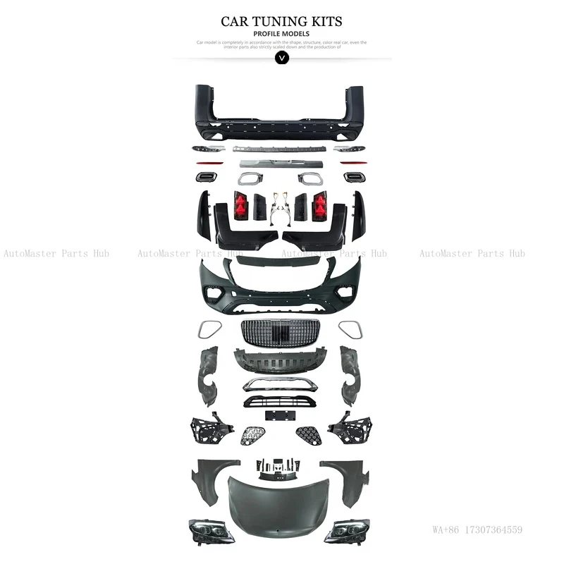 

2006-2015 Car Modification Front and Rear Bumper Fog Light Cutting Version Bolt-On Body Kit for VITO Viano Retrofit/Upgrade