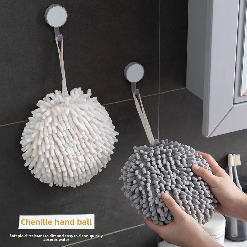 Chenille Hand Towel, Nordic Fresh Style, Wall-Mounted, Quick-Drying, Cute Kitchen and Bathroom Cloth, Easy To Wash