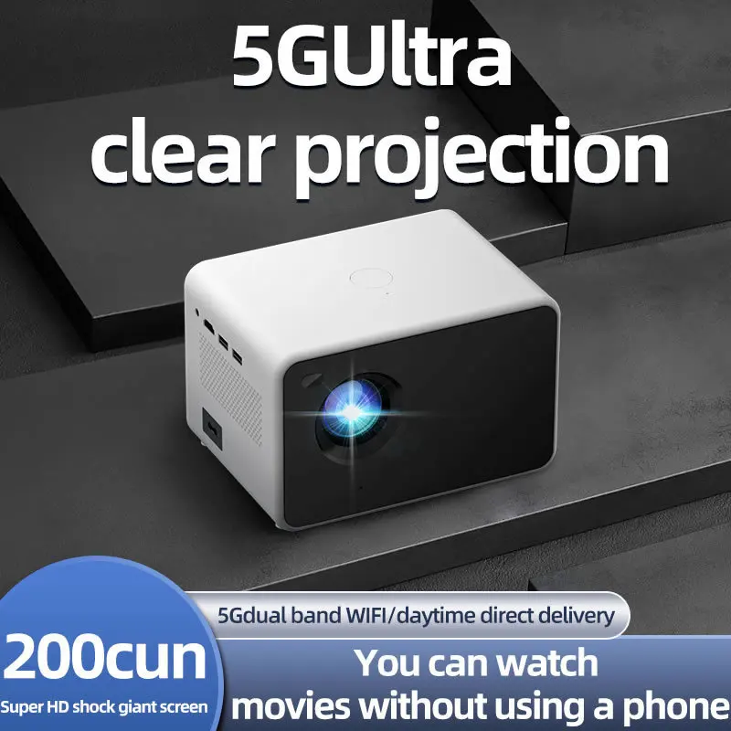 P2 Smart Ultra-clear 5G Projector HD Projection White Wall Android 9 WiFi 1080P Home Office Bedroom Cinema Projector