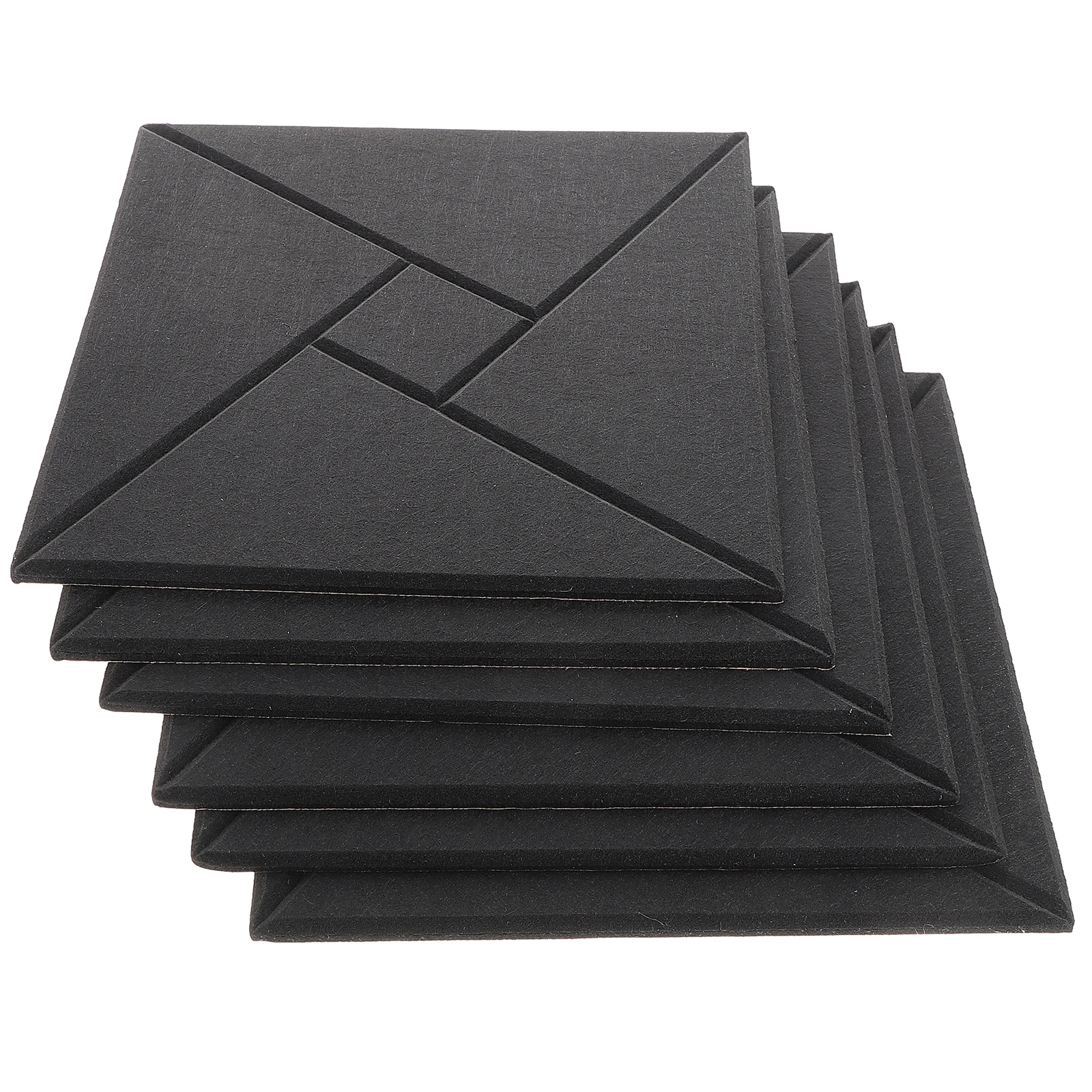 

6 Pcs Acoustic Panels Sound Absorbing Black Polyester Self Adhesive Wall Insulation Cotton Noise Reducer for Room Studio
