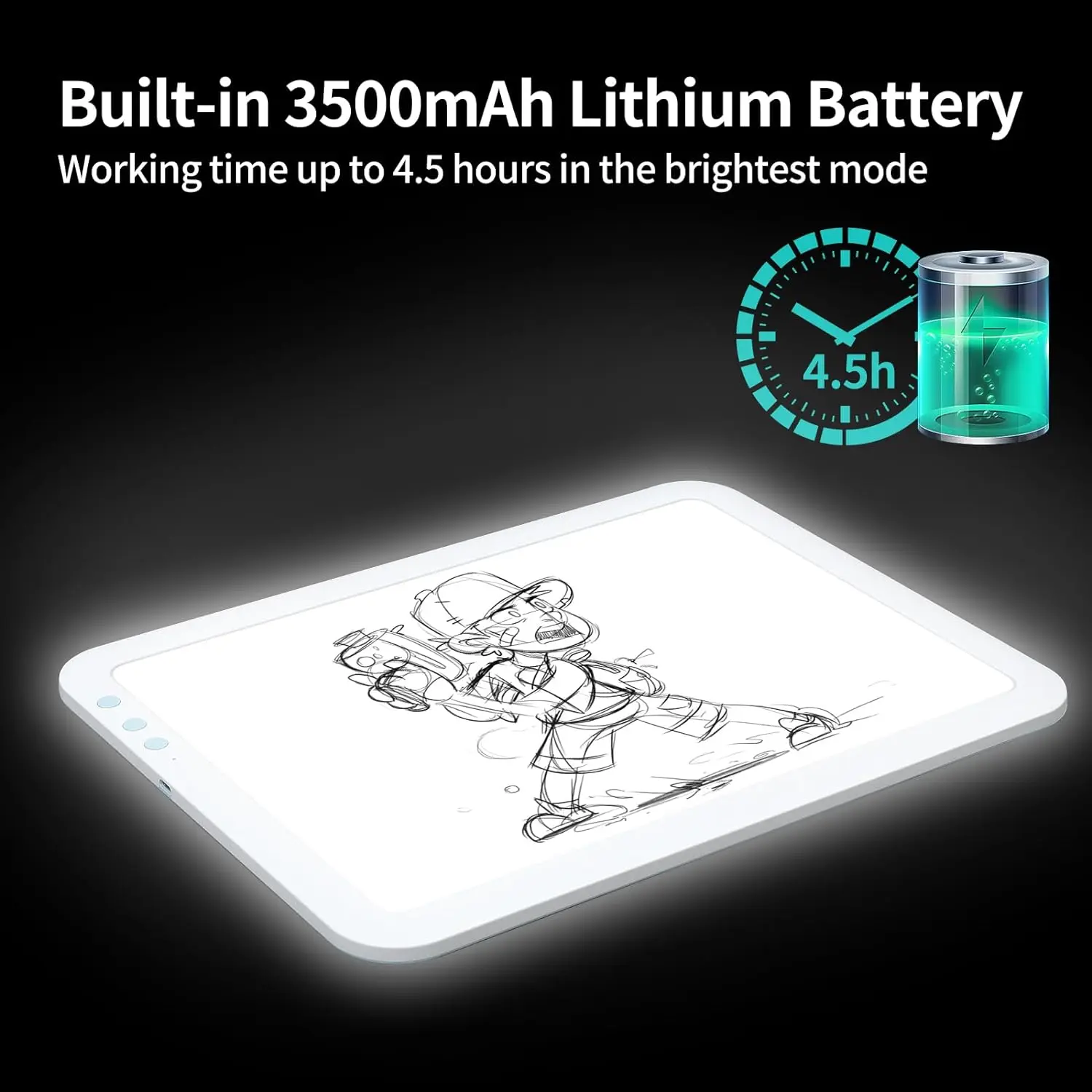 A3A4 Rechargeable Led Super Bright Light Pad Powered by 3500mAh Lithium Battery for Tracing Diamond Painting Sketching Drawing
