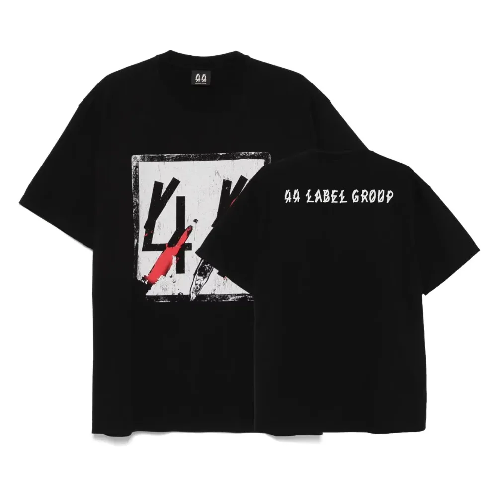 

2025 Popular INS Same Style 44 Letter Graphic Printing Breathable Sports Men Women's Cotton Casual Round Neck Short-sleeved Top