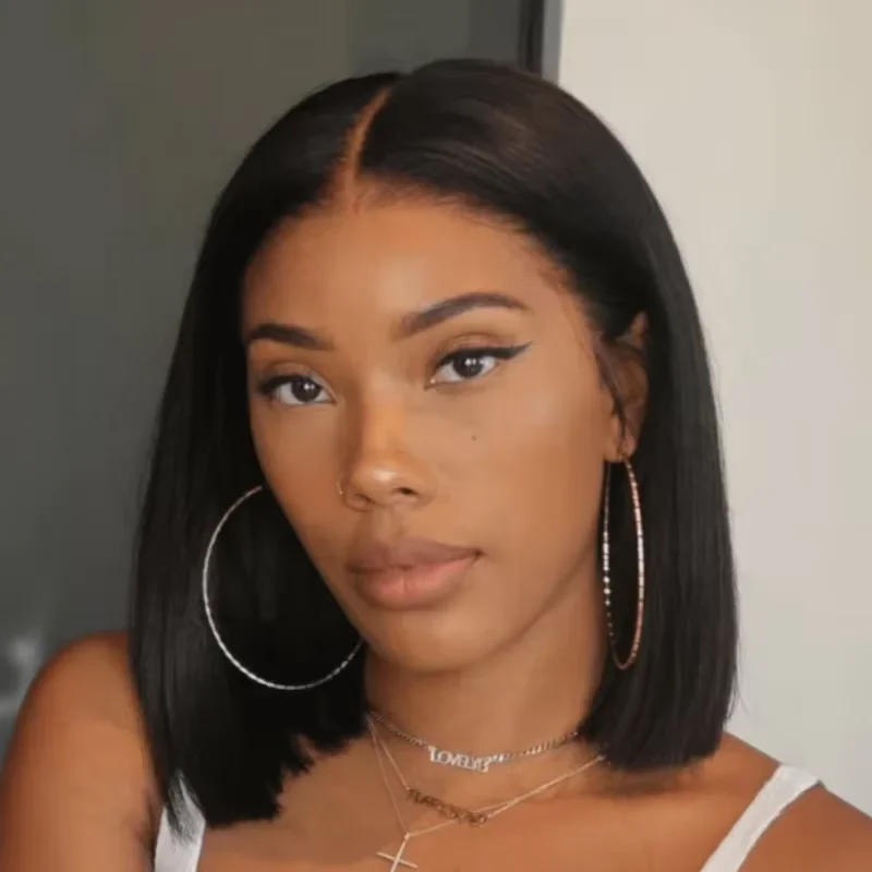 

Bone Straight 10 14 Inch Wigs Human Hair 13x4 Short Bob Transparent Lace Front Wig 220% Density Natural Brazilian Wigs For Women