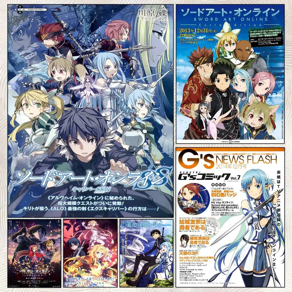 Anime Sword Art Online Poster Self-adhesive Art Room Entrance Restaurant Wall Decor Art Painting