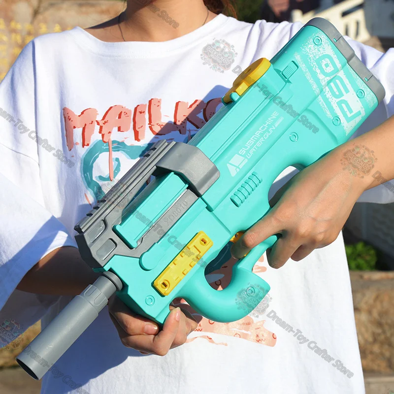 P90電動水鉄砲 男の子向け 自動高圧 大容量 ブラスター ソーカー ビーチ アウトドア スプラッシュシューティング プレイ 楽しい
