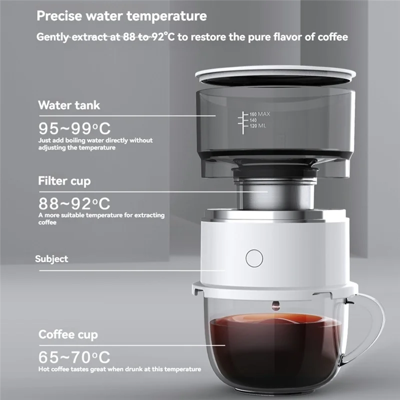 

Portable Hand-Pressed Coffee Maker With Stainless Steel Filter Automatic Drip For Travel, Camping, Office-A54Q