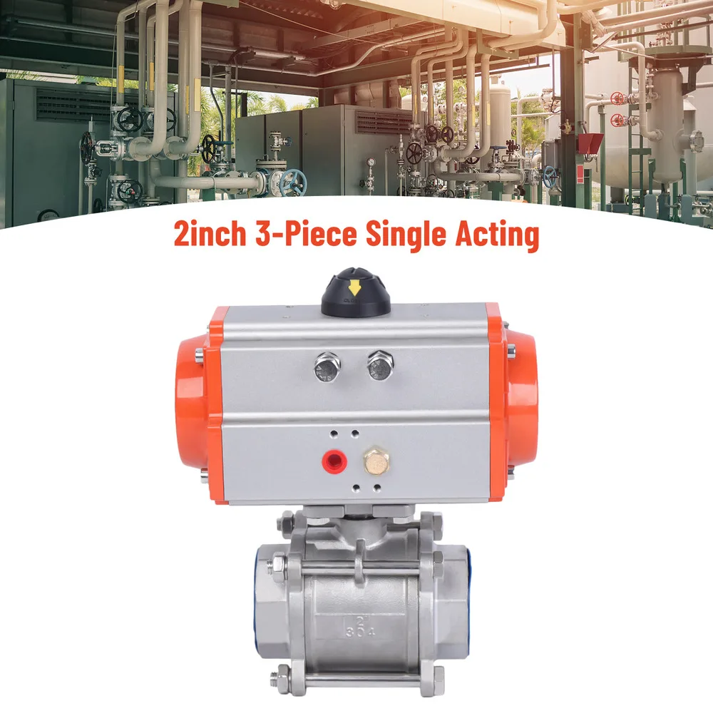 Three-piece Single-acting Pneumatic Air Actuated Stainless Ball Valve Single Acting 0~1000 Psi High Precision & Wear Resistanant