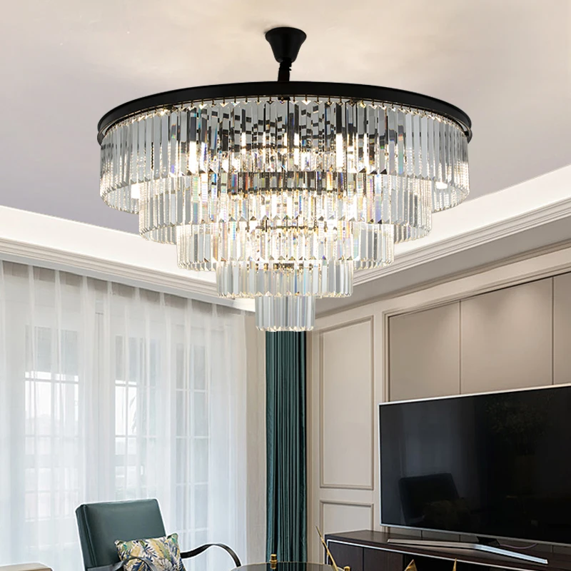 

Modern Crystal Gold Chandelier Lighting Living Room Bedroom Decor Chandeliers Suspension Luminaire Ceiling Hanging Lamp