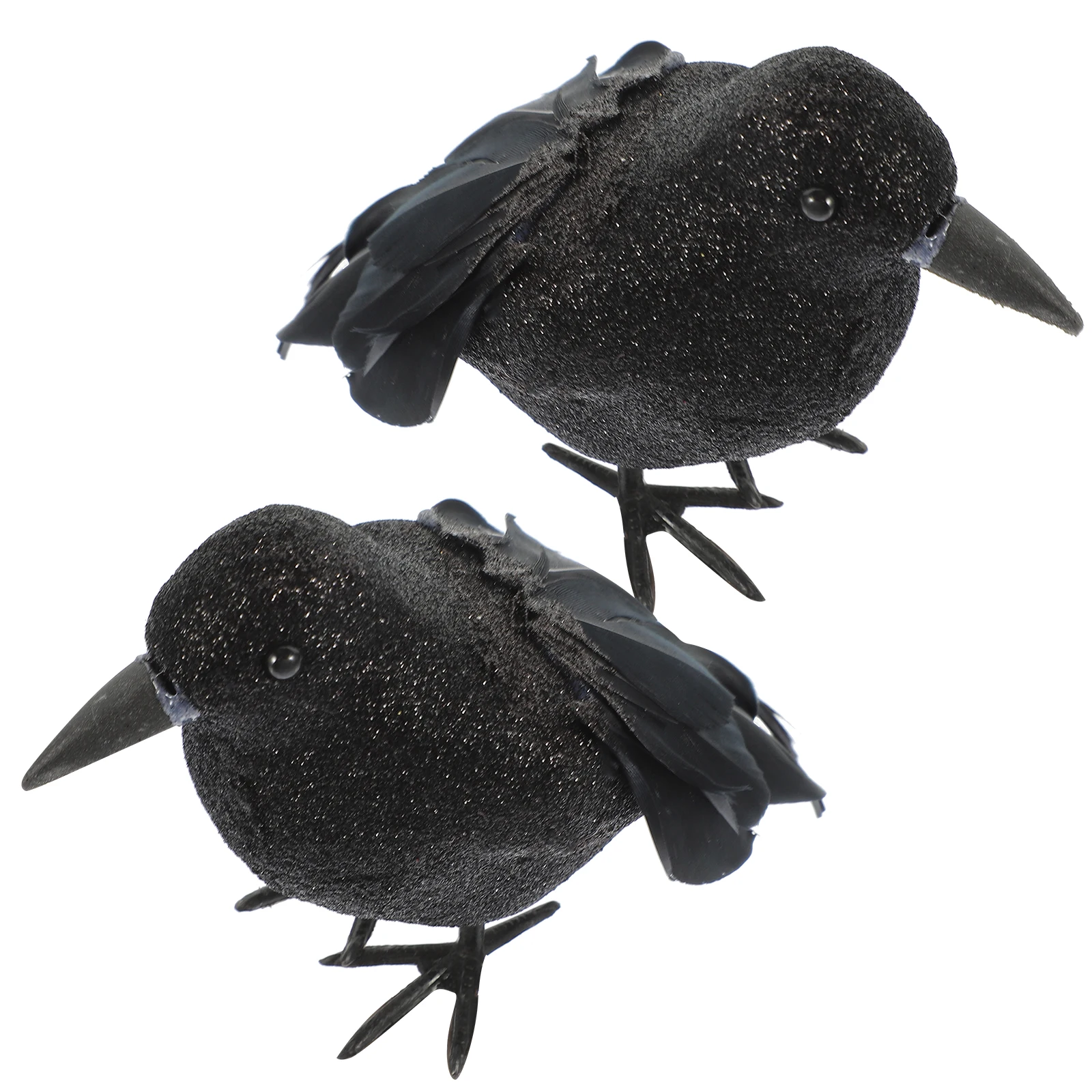 

2 Pcs Simulation Crow Fake Small Plume Ornament Halloween Inflatable Decorations Simulated