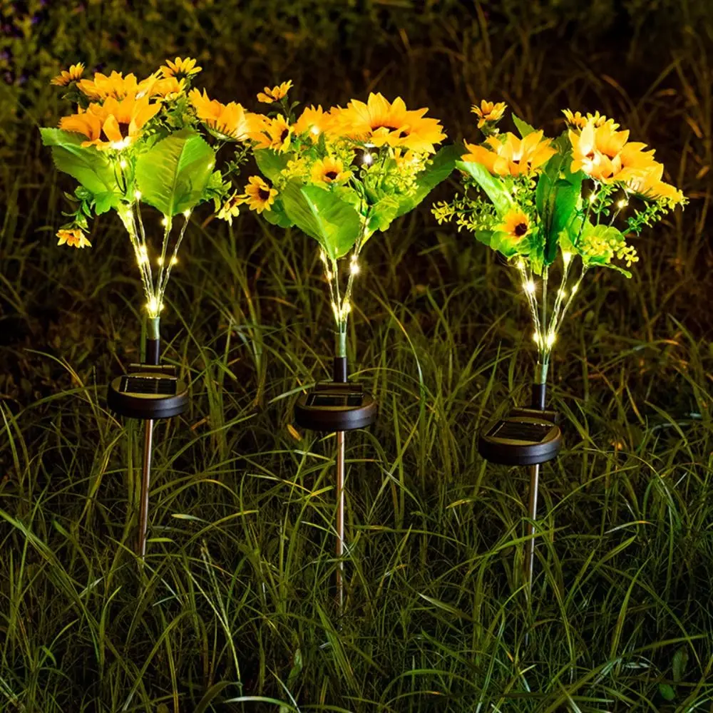 Colorful Design Solar Lawn Lamp Waterproof Feature Sunflower Shape Landscape Lighting Solar Powered Solar Light Outdoor Use