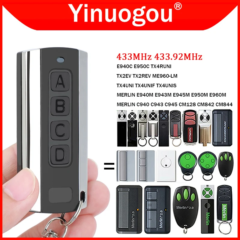TX2EV TX2REV TX4UNI TX4UNIF TX4UNIS E950C TX4RUNI MERLIN E960M E950M E945M Garage Remote Control 433MHz