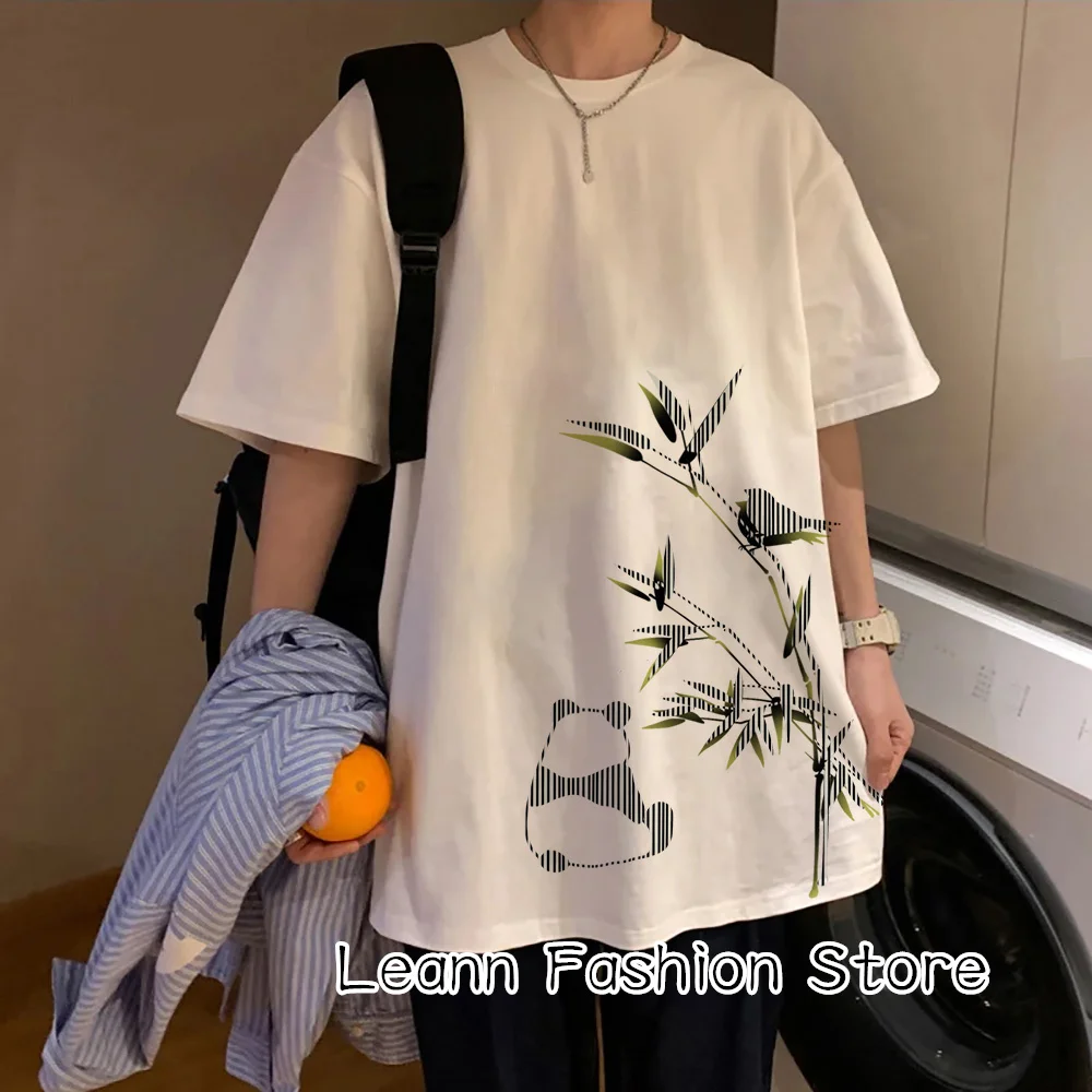 

Summer Men Cute Cartoon Panda Graphic T-Shirt Cotton Tops Tees Male Fashion Short Sleeve Clothing Casual Camiseta Streetwear