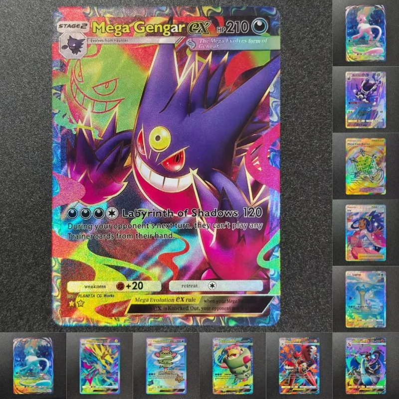 Cartão de Jogo APP DIY Pokémon TCG em Inglês: Mega Shine B2B, Mew, Gengar, Lapras, Slowbro, Manectric, Mega Scizor, ex Charizard X