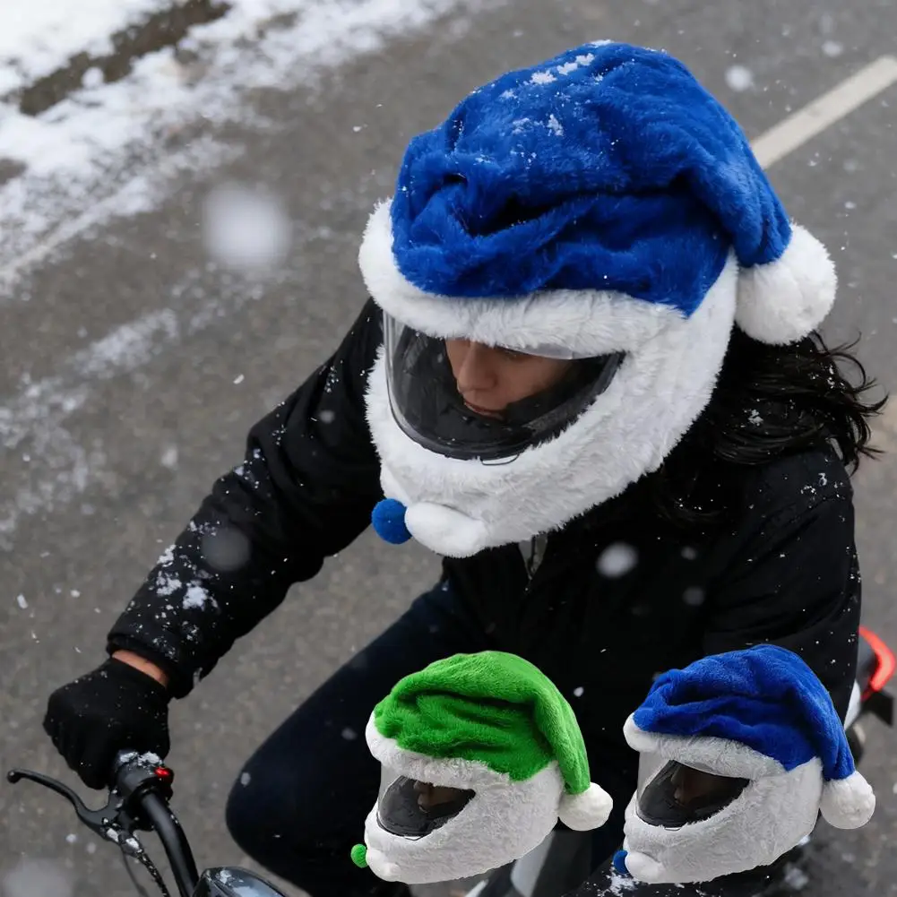 Santa Motorcycle Helmet Cover Decoration Christmas Christmas Safe Plush Cycling Creative Full Hat Gift Helmet Cover Decorat W2P8