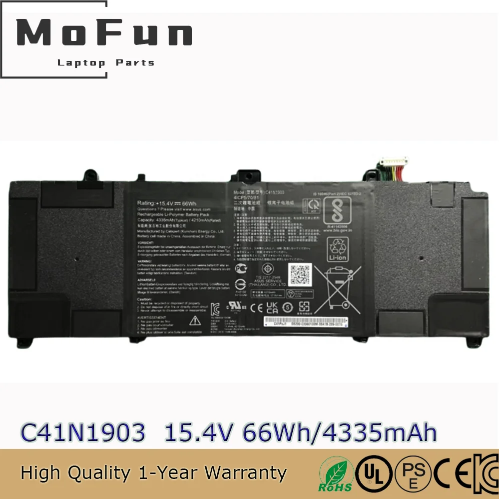 

Original Genuine C41N1903 15.4V 66Wh Laptop Battery for Asus ExpertBook B9 B9450FA B9400CEA B3302FEA B5302F