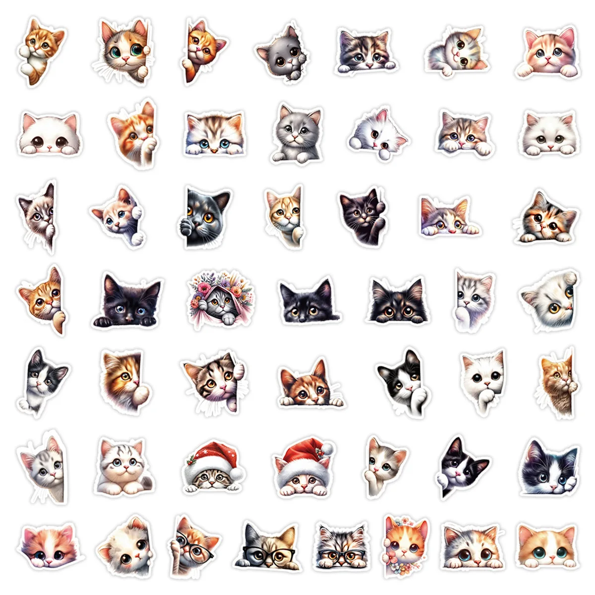 50PCS Nette Katze Aufkleber Kawaii Kätzchen Meme Graffiti Kinder Spielzeug Koffer Kühlschrank Laptop Gitarre Auto Fahrrad Cartoon Aufkleber Dekoration