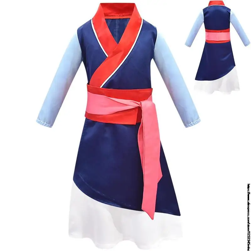 Disney Style Girls Hua Mulan Costume Children Cute Girl Princess Cosplay Mulan Dress Kids Chinese Traditional Clothing