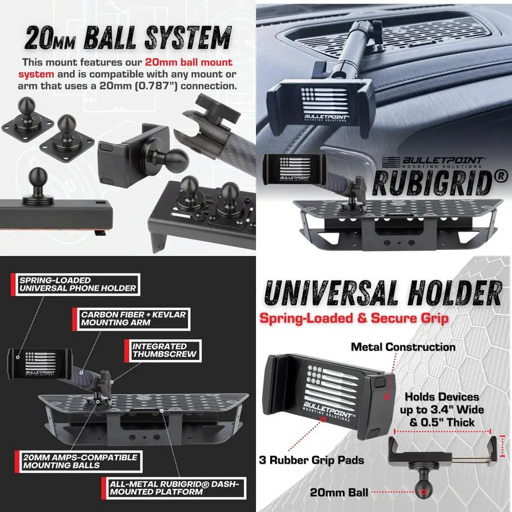 

Металлический держатель для телефона RubiGrid, совместимый с Chevrolet Silverado GMC Sierra, держатель для нескольких устройств с шариком 20 мм S