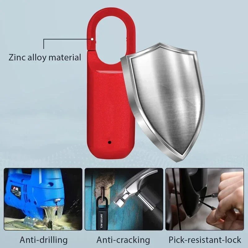 Fingerprint Lock Anti-theft Security USB Rechargeable Fingerprint Padlock Suitable for Luggage Gym Locker Lock