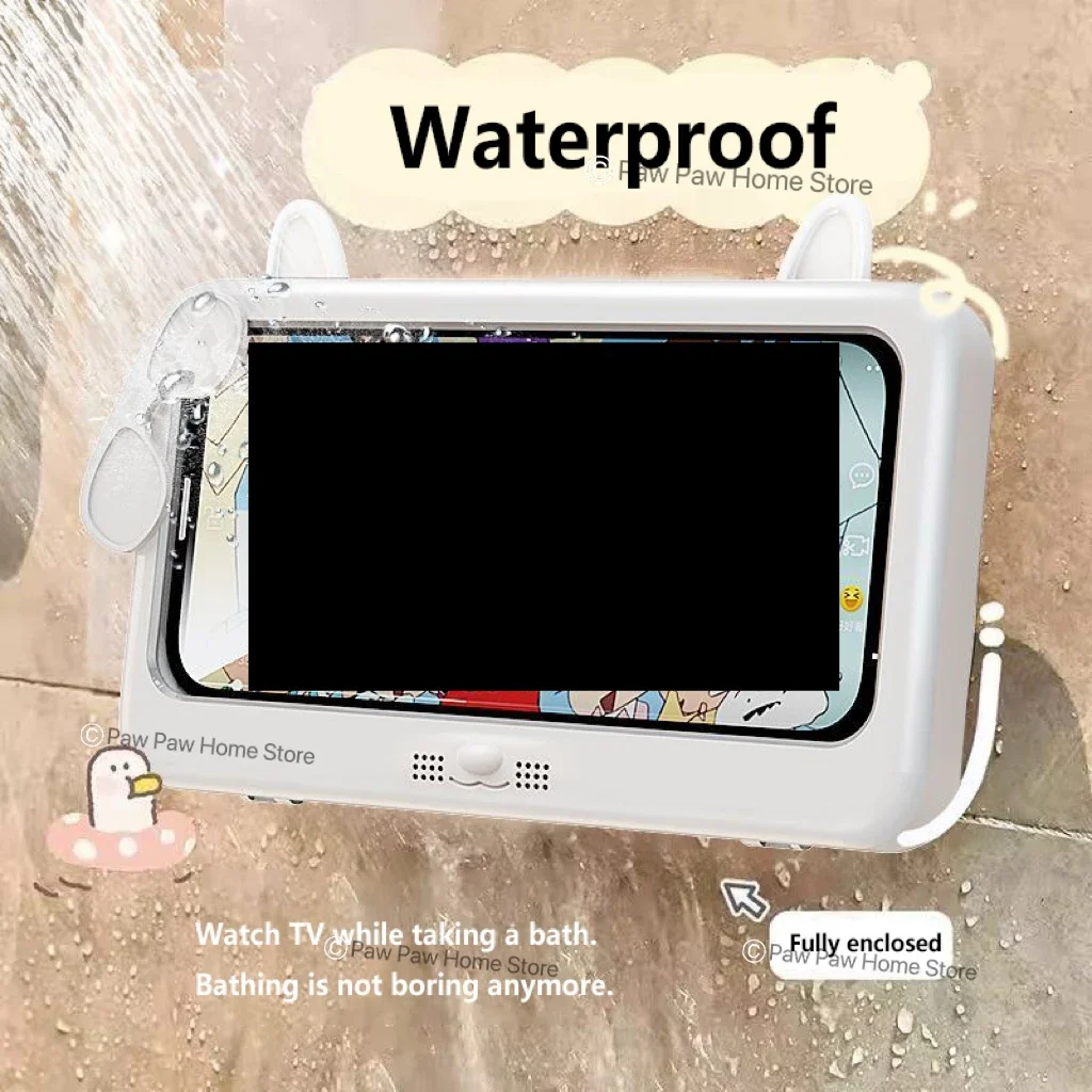 Soporte para teléfono de ducha impermeable a prueba de salpicaduras 360 °   La rotación se puede tocar el soporte de la caja del teléfono de la ducha para la pared de la cocina del bañera del baño