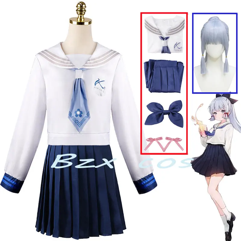 

Kamisato Ayaka Cosplay Anime Game Impact Ayato Cosplay Costume JK Uniform Skirts Wig Halloween Party Outfit