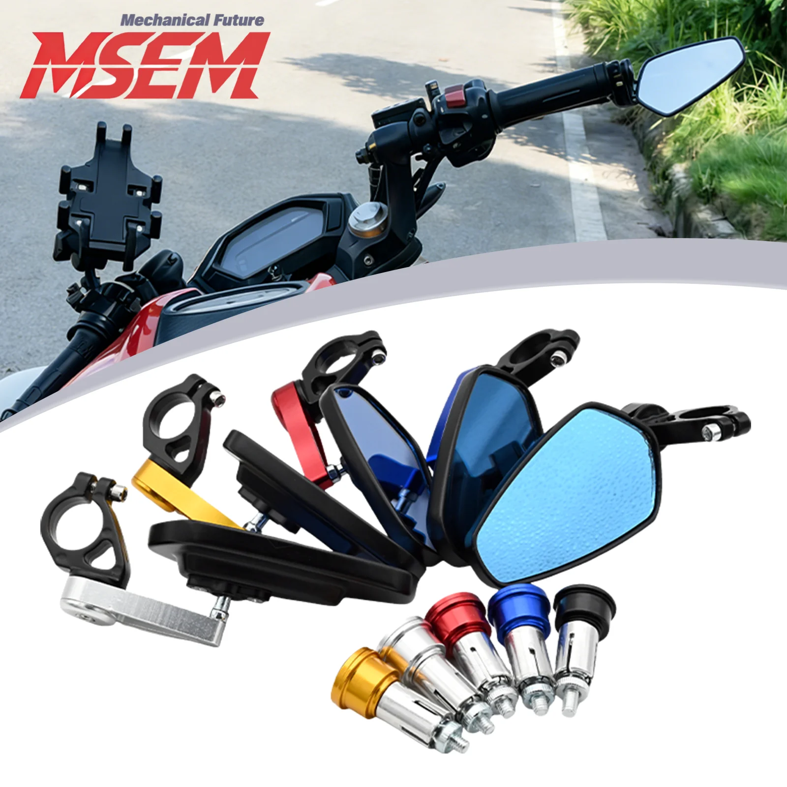 Espejos retrovisores de aluminio CNC para motocicleta, espejos retrovisores de cristal azul para scooter, para Sur-Ron Light Bee S/X y Segway X160/X260