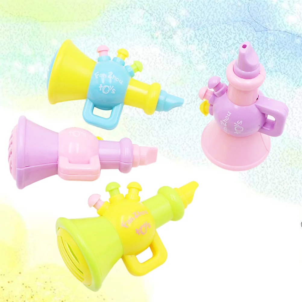 4pcs Plastic Horn Hooter Trumpet Instruments Music Toys Kids Children Early Educational Toy (Random Color)