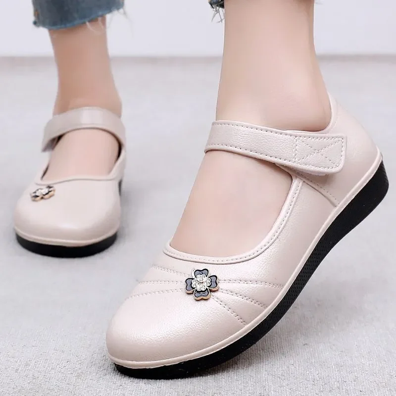 

Женские классические бежевые туфли с круглым носком высокого качества, весенне-летние противоскользящие удобные туфли, женские крутые черные туфли sapatos femininas ca394