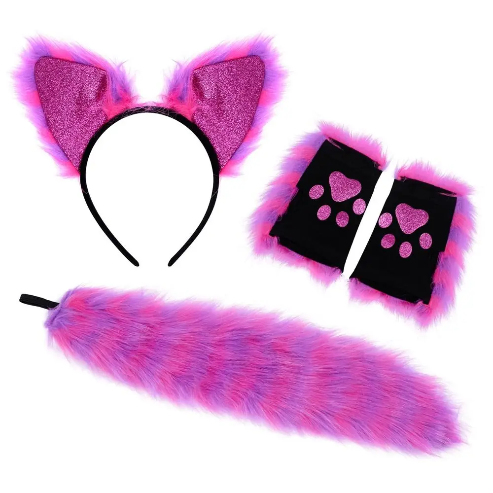 Accessoires de Costume en fausse fourrure de chat, loup et renard, déguisement de noël et d'halloween, accessoire de Costume de Cosplay, mascarade de fête de Festival