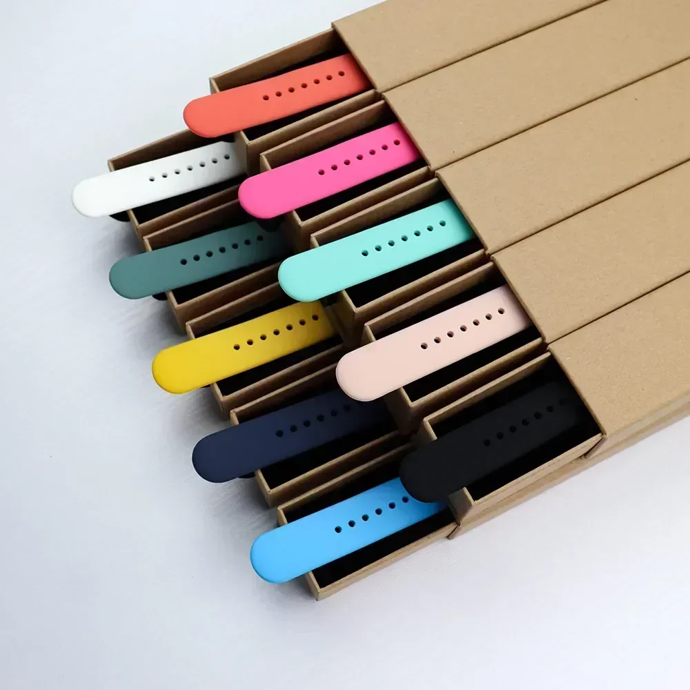 Original Silicone Strap For Apple Watch Band 44mm 38-40 42-46 41-45 46MM 49 mm Bracelet iwatch Serie 10 9 7 4 5 6 8 SE Ultra 2 3