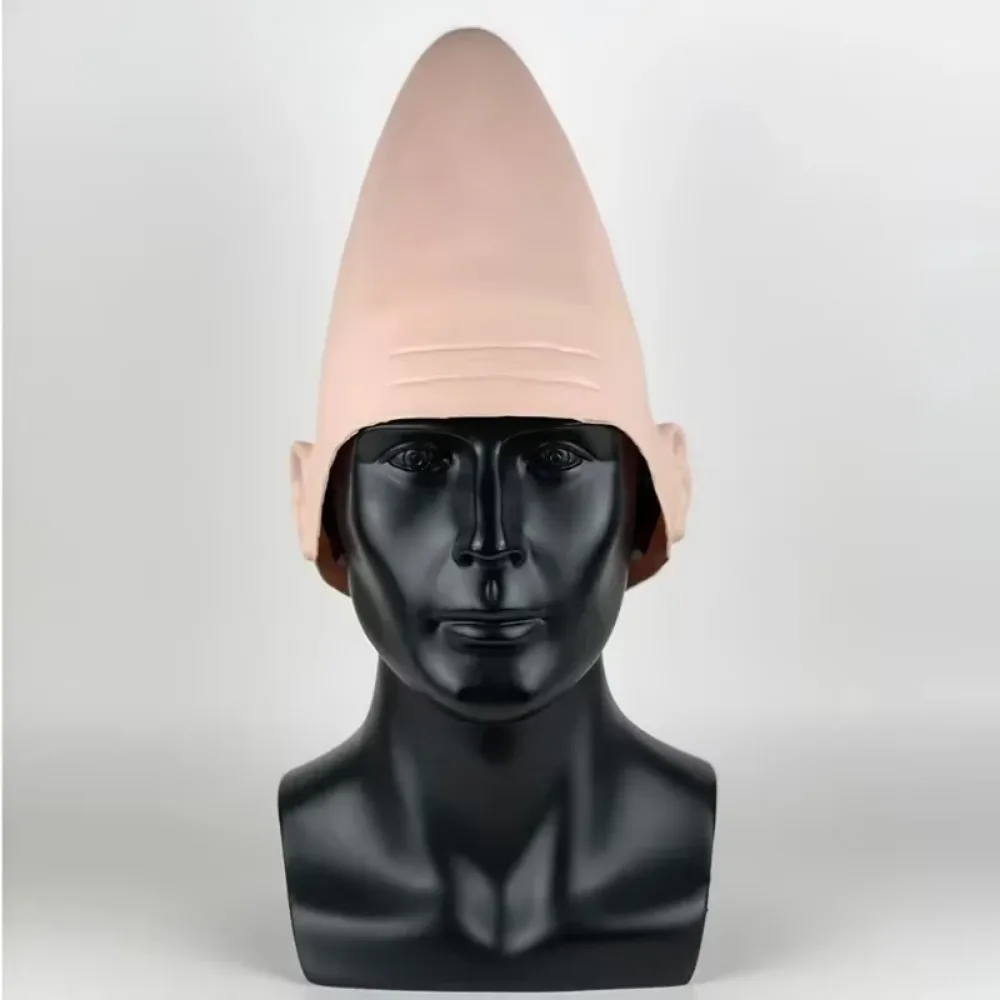 

Egg head in skin shape, conical alien mask, fake cosplay, Coneheads, latex helmet, halloween, carnival party, props