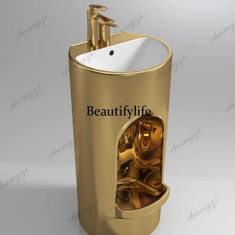 R134 Mosque supplies integrated column basin multi-functional hand wash face wash feet ceramic small clean basin