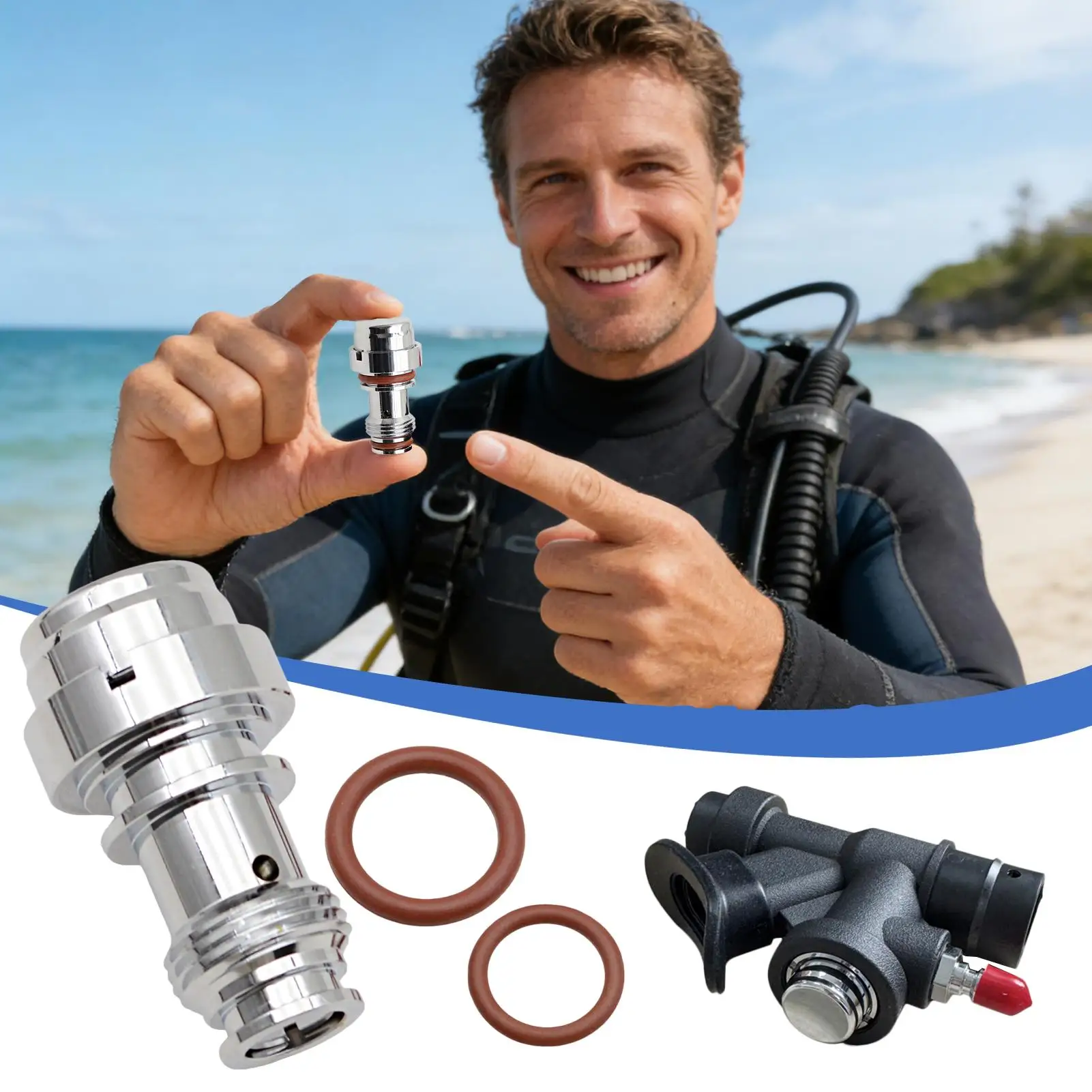 Underwater Pool Diving Inflator Nipple Adapter Replacement Repair Part Diving Inflator Stopcock Core For Outdoor Sea Lake River
