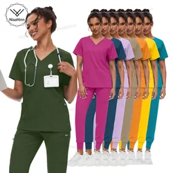 Groothandel Veterinaire Uniformen Mannen Dierenwinkel Tandheelkundige Kliniek Verpleging Scrub Set Medische Blouses Joggers Broek Pak Beauty SPA Uniform