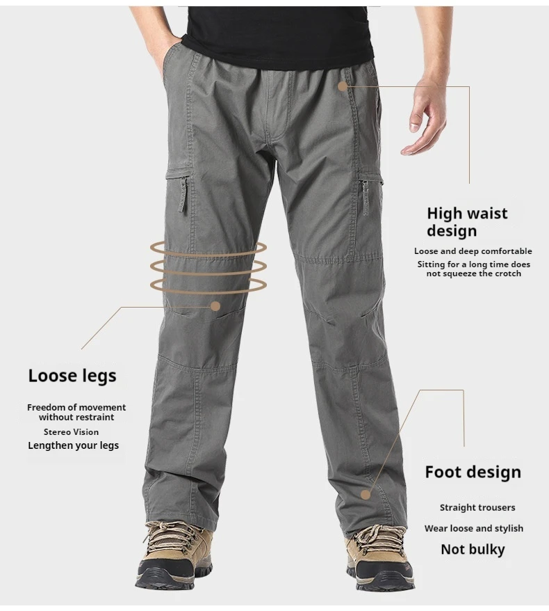 Spring Autumn Men's Casual Sweatpants Loose Oversized Cargo Pants Straight Leg Pants Outdoor Straight Leg Youth