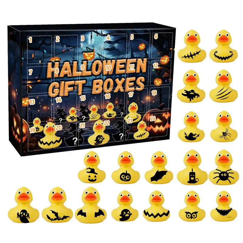 Halloween Themed Rubber Ducks Scary Halloween Doll Collectible Figures 24 Boxes Halloween Countdown Calendar