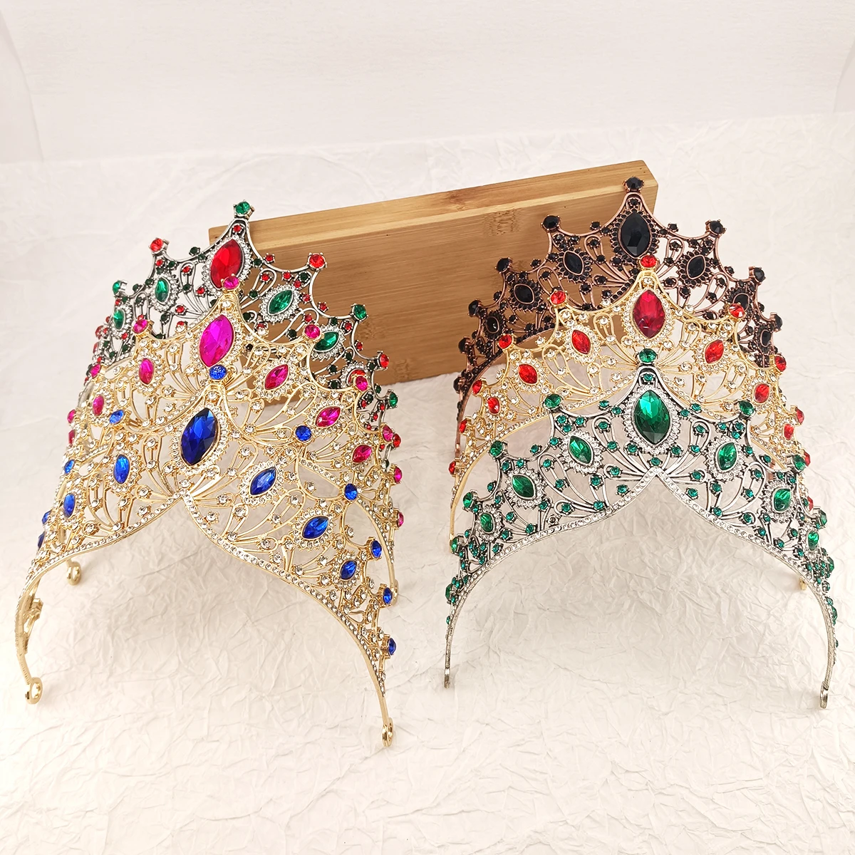 أغطية الرأس الزفاف الملونة المرأة قاعة الرقص تاج الباروك كريستال التيجان والتيجان الزفاف الزفاف إكسسوارات الشعر مجوهرات