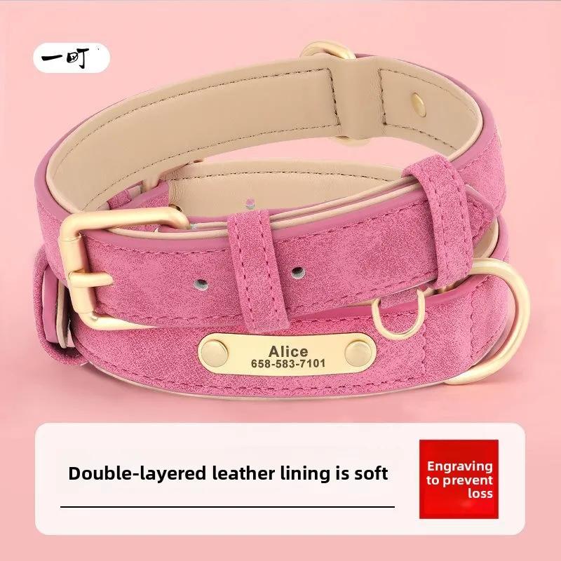 Personalized Engraved Double Fur Dog Collar, Fit French Bulldog & Labrador, Dropshipping, 1pc MOQ, Custom Logo