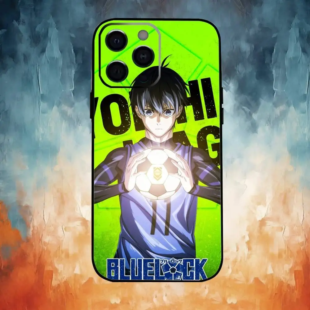 Capa de telefone Comics B-Blue L-Lock para iPhone17,16,15,14,13,12,11 Plus,Pro Max Soft Black Cover