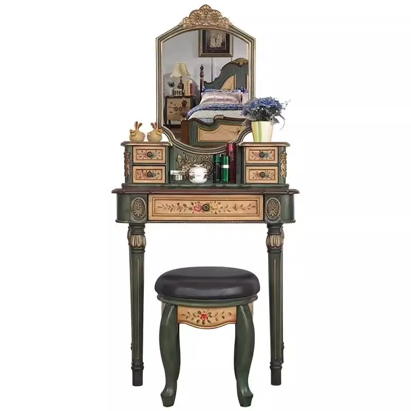 

European and American style country dresser, small apartment bedroom, household solid wood feet, 75cm dressing table