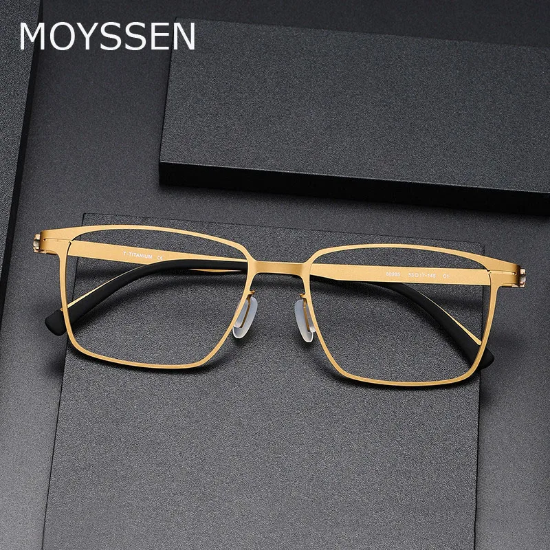 Germany Brand Design Classic Screwless Pure Titanium Frame Business Men Male Ultra Light Thin Simple Square Optical Eyeglasses