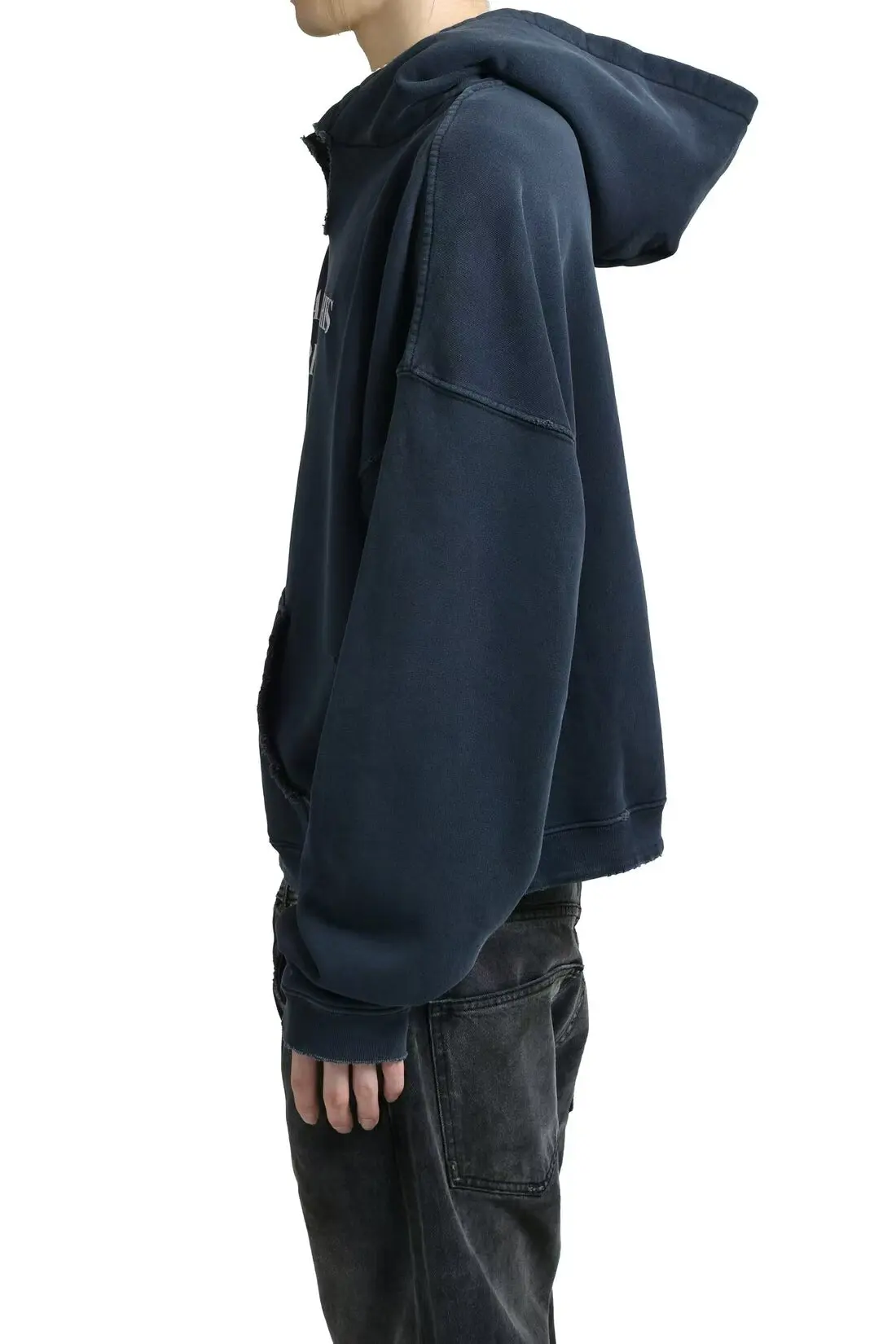 ER/D 25 Red Neckline Washed Letter Hooded Sweater