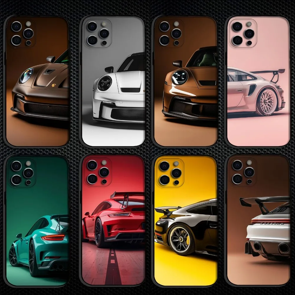 

Classic Cool CAR Phone Case For iPhone 16,15,14,13,12,11 Plus,Pro Max, Soft Silicone Black Cover