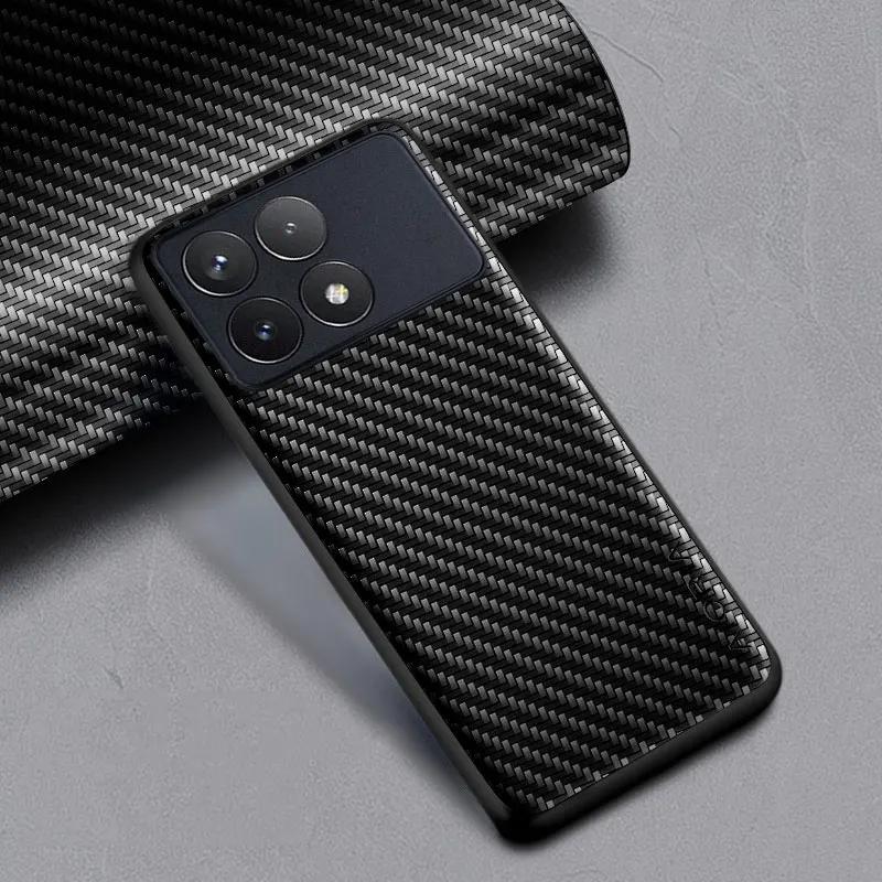 Carbon Fibre Shockproof Slim Case for Xiaomi Poco X6 Pro Non-Slip Full Body Protective Phone Case