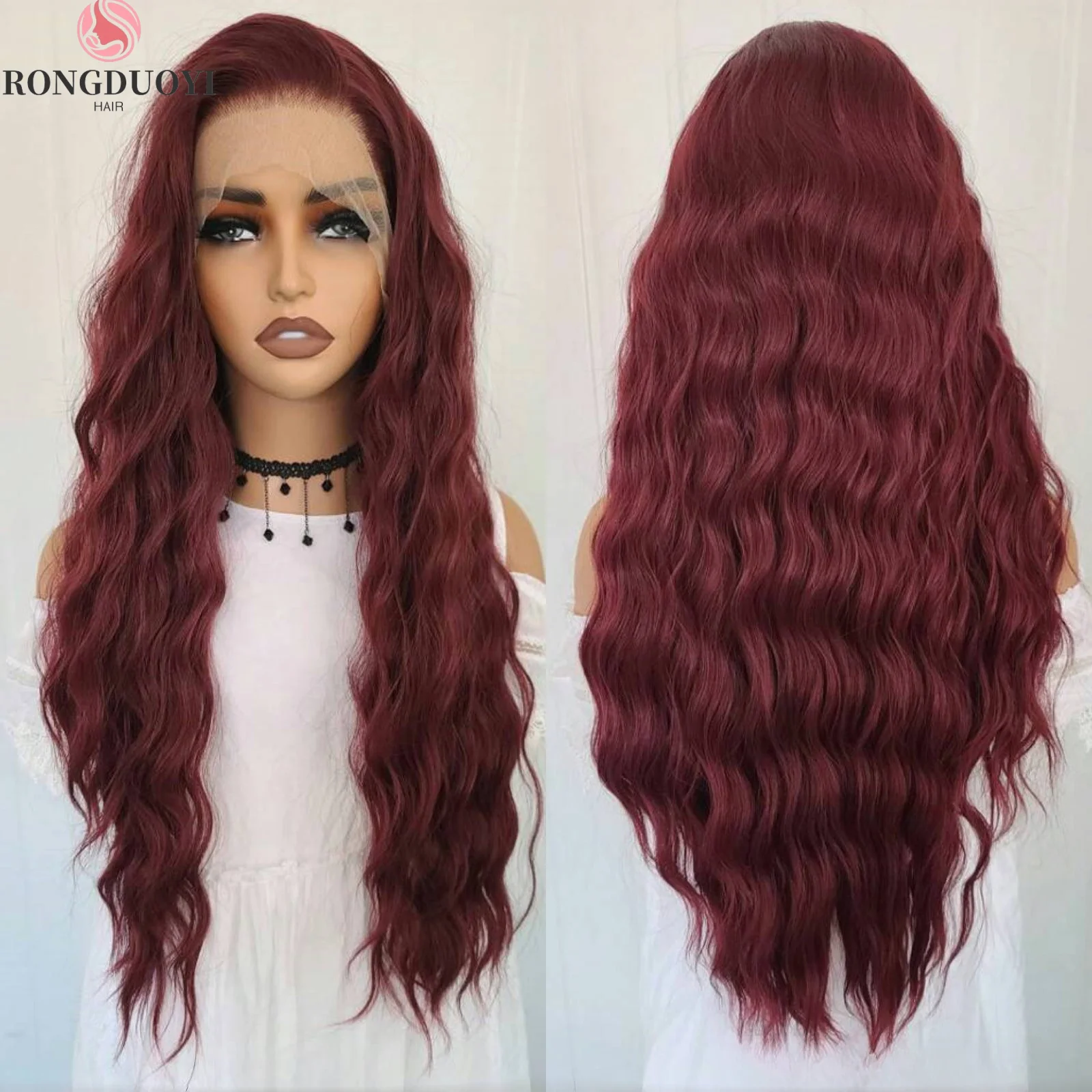 Peluca de cabello sintético con malla Frontal para mujer, cabellera sintética de 13x4 con rizos profundos, largo y ondulado Natural, color rubio