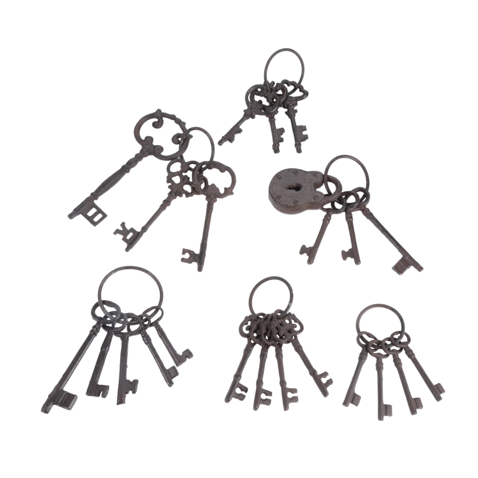 1pc Vintage Cast Iron Key Rings Ornaments Heavy Duty Metal Keys Chain Rustic Skeleton Antique Decor Bar/Home/Restaurant Wall