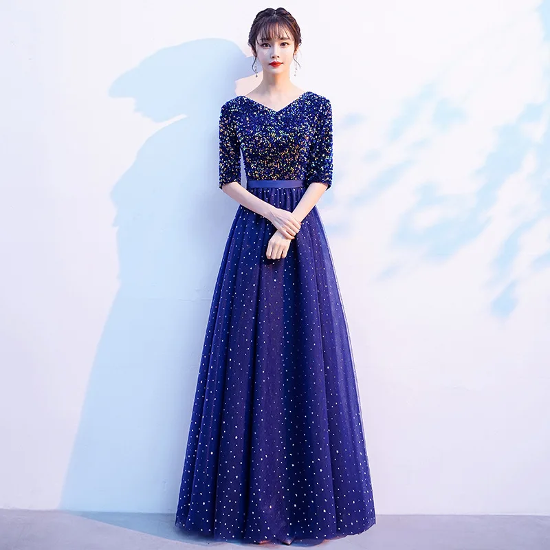 New Chorus Competition Red Song Performance Dress Female Long Dress Piano Performance Temperament Banquet Host Evening Dress