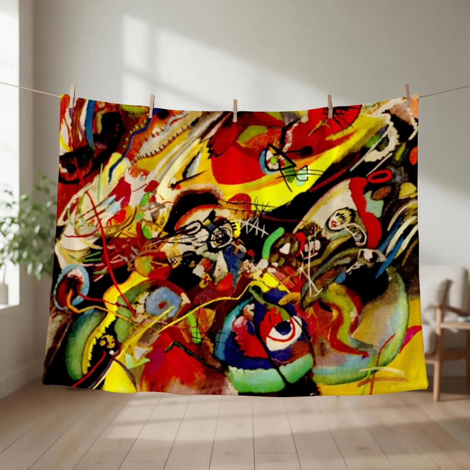 Study for Composition VII | Wassily Kandinsky Abstract Art Throw Blanket Nap Bed linens manga Blankets